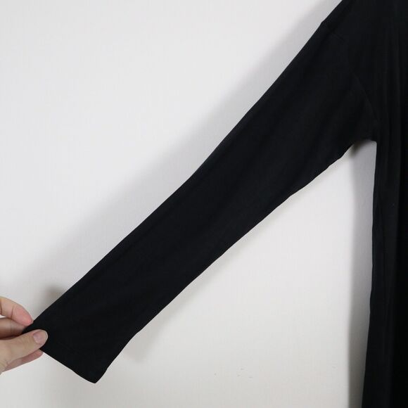 Eileen Fisher Size S Tencel Interlock Ballet Neck Top Slit High Low Hem Black - Picture 5 of 12